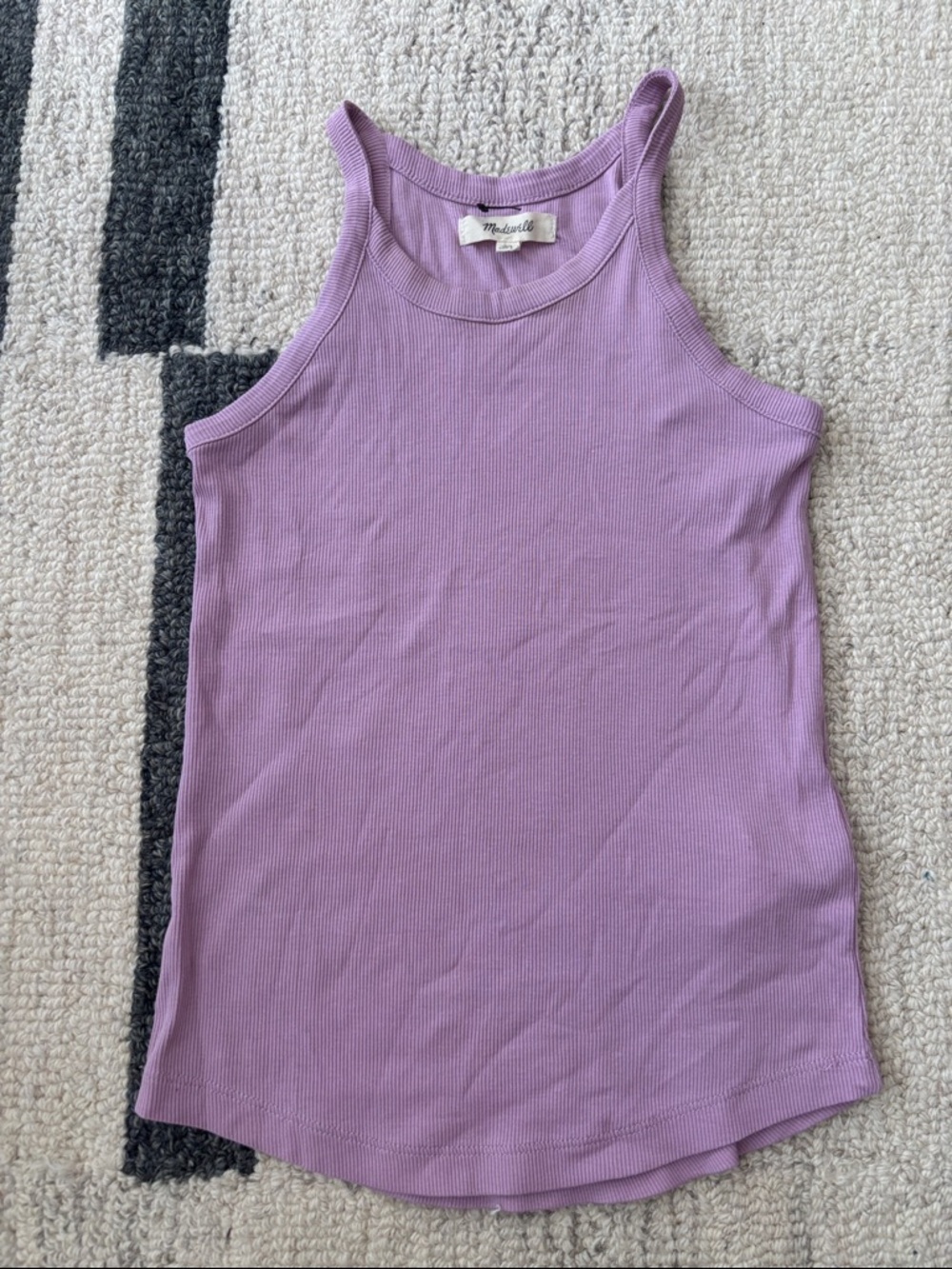 Madewell Ribbed High Neck Tank Top Lavender - Picture 2 of 10